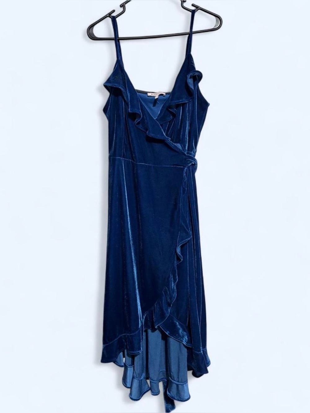 BCBGeneration Navy Velvet High-Low Wrap Dress